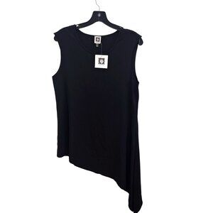 Anne Klien Womens S Black Sleeveless Asymmetrical Blouse New 4208